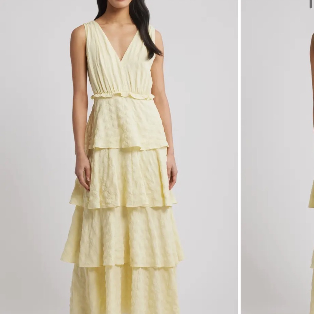 Chelsea28 Light Yellow Floral Tiered Maxi Dress